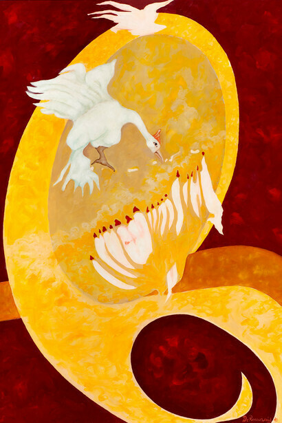 Agostino De Romanis - New births, 2010 oil on paper - cm 76 x 56
