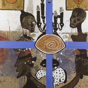 Ouattara Watts, Opus N°1 Magic Man, 1996, mixed media on canvas, 183 x 204 cm, Courtesy Galerie Boulakia