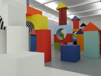 Daniel Buren, Comme un jeu d’enfant, travail in situ, MAMCS, Strasbourg, juin 2014. Détail. © DB-ADAGP Paris