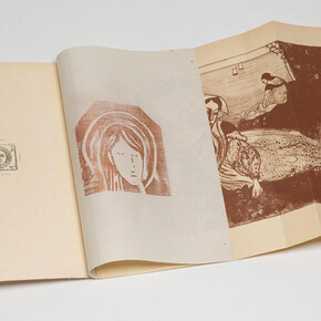 Remy de Gourmont (1858–1915), Sainte Madeleine, wood engraving, and Armand Séguin (1869–1903), Femme couchée, zincograph, in L’Ymagier, no. 2 (January 1895). The Morgan Library & Museum, gift of Robert J. and Linda Klieger Stillman, 2017. PML 197080.