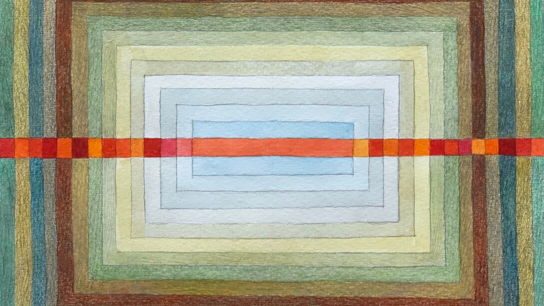 "Red line" watercolour 22 x 18cm, Mark Weighton, December 2022