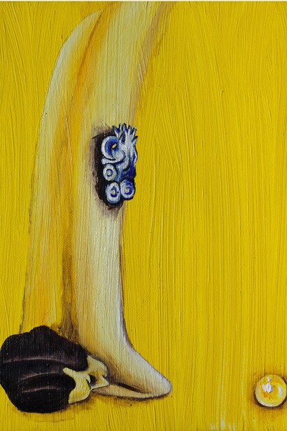 Enzo Cucchi, Senza titolo, 2014, Olio e acrilico su tela, 157  x 50 cm
