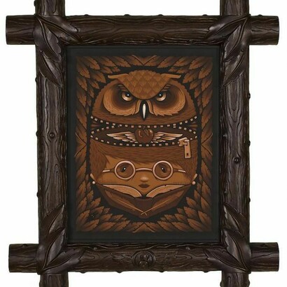 Jeremy Fish, Maternal Wisdom, 2013, acrylic on wood panel, hand carved teak frame, 32 x 28 inches