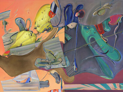 Stefanie Heinze, Conjunction of II, 2021, oil and acrylic on canvas, 170 x 235 cm, 66 7/8 x 92 1/2 in. Courtesy of the artist and Pippy Houldsworth Gallery