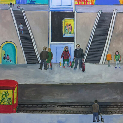 Edouard Sacaillan

Metro station at the airport, 2019

acrylic on canvas

205 x 138 cm

Courtesy Kalfayan Galleries,Athens-Thessaloniki  