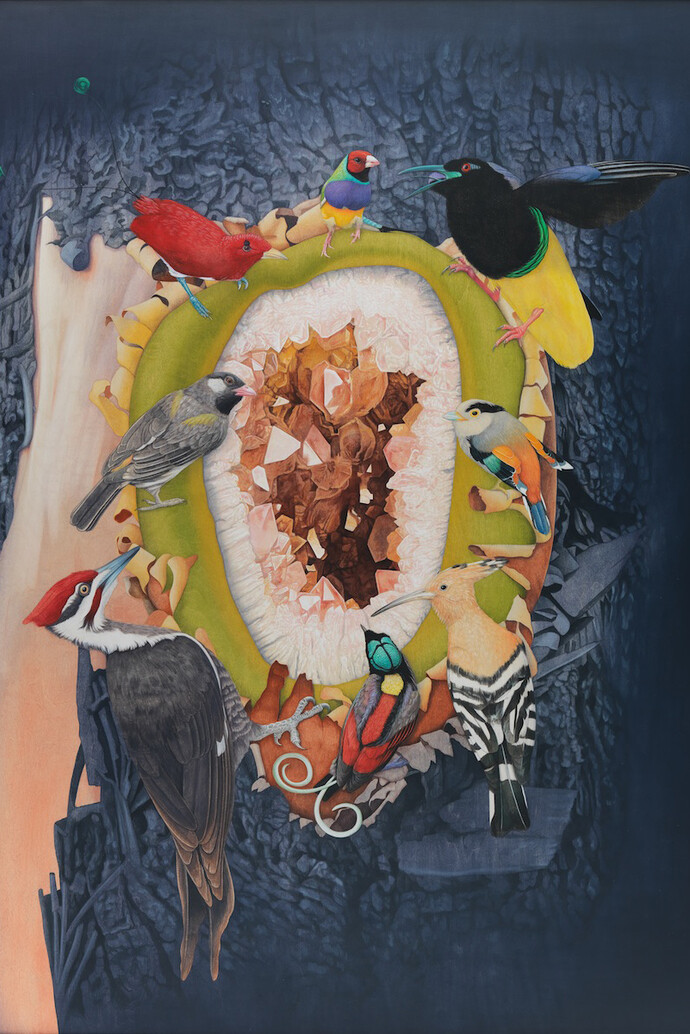 Tiffany Bozic, Mutual Core, Acrylic on maple panel, 2014, 48 x 36 inches