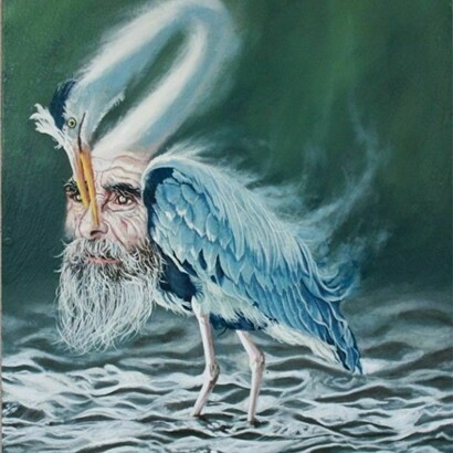 Alessandro Bulgarini, The bird of self-knowledge. Olio su tavola - cm 50 x 60 – 2013 Opera esposta alla mostra ARTEinTerapia - 56° Festival dei Due mondi di Spoleto (28 giugno – 14 luglio 2013).