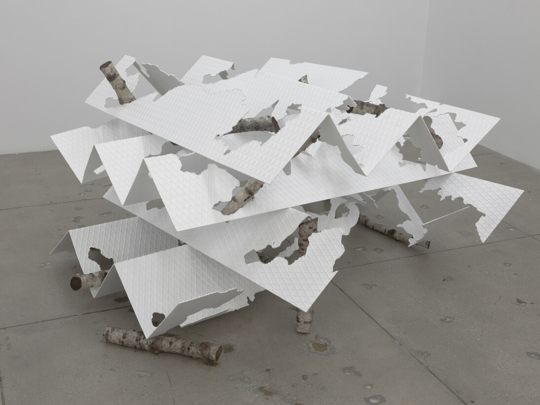 Luciano Fabro, Italia segata (Sawed Italy), 2006, Wood, painted iron, 59 x 59 x 43 1/4 in. (150 x 150 x 110 cm), Edition of 4, No. 16753