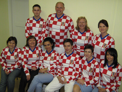 MD Barčot with his medical stuff in Croatian national football dress