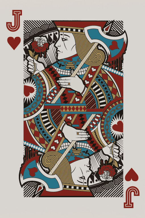 Jota de corazones de la baraja inglesa