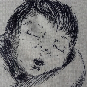 Bernie Leahy, The Bridge from Earth to Sky, stitching, canvas, 45 x 45 cm 