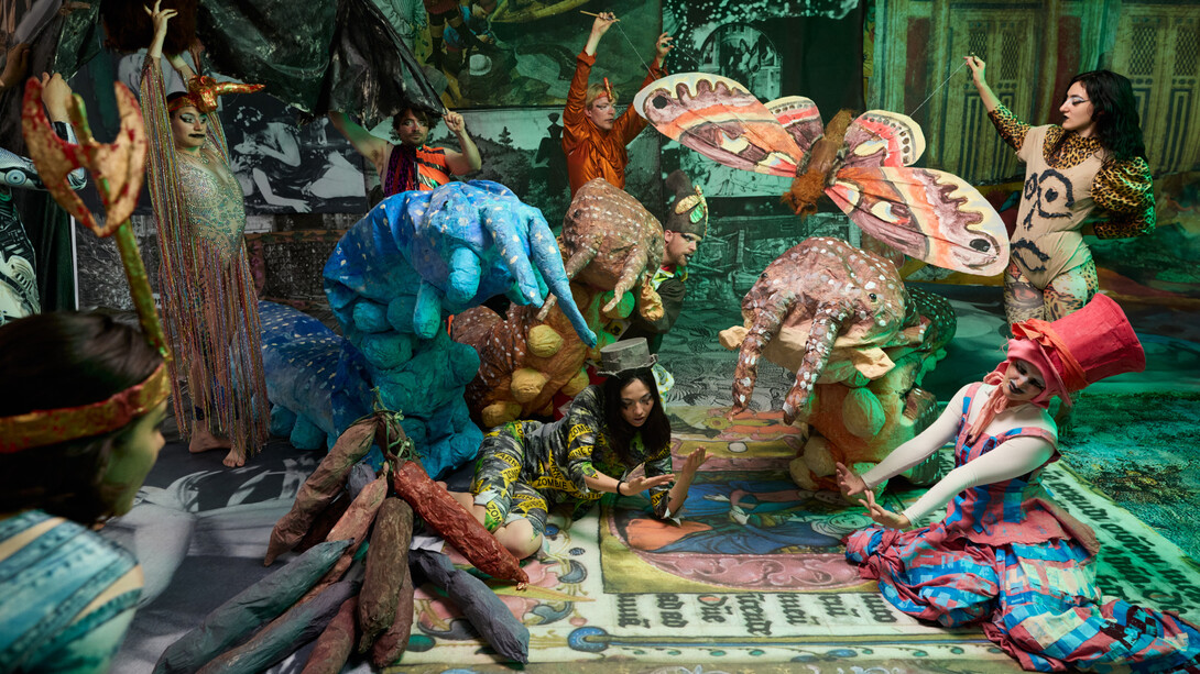 Monster Chetwynd, Silk and beer (wages for housework), 2024. Courtesy of Lower Belvedere