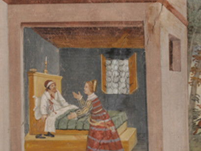Affresco rinascimentale in una delle stanze interne di Palazzo Besta, Sondrio, Lombardia, Italia