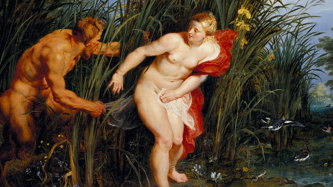 Peter Paul Rubens, Pan and Syrinx, 1617, Oil on panel, 40 x 61 cm, Museumslandschaft Hessen Kassel, Gemäldegalerie Alte Meister, Kassel, Photo: Museumslandschaft Hessen Kassel, Gemäldegalerie Alte Meister/Ute Brunzel, Exhibition organised by the Royal Museum of Fine Arts, Antwerp, Royal Academy of Arts, London, and Centre for Fine Arts, Brussels