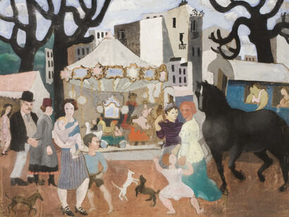 Christopher Wood - Fair  at Neuilly, France, 1923, oil on hardboard, 73.5 x 98.5cm, Towner Art Gallery, Eastbourne