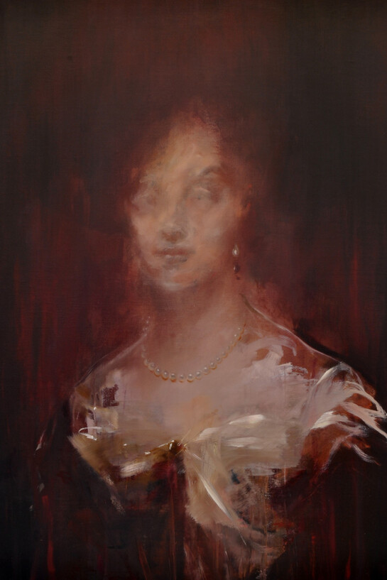 Jake Wood-Evans, Portrait of a woman with pearls 