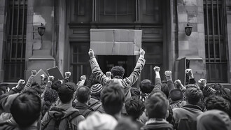 A diverse group of people actively participating in protests for social justice and human rights