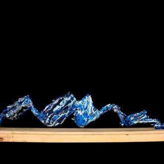 Adrian Molina, A Miles Kind of Blue, 4”x5”x16, ready-made object,paint,resin,wire