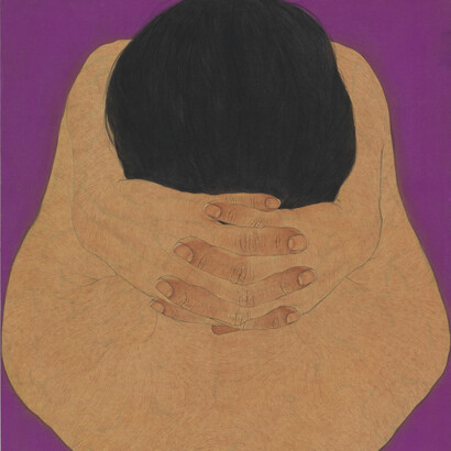 Seung Ah Paik, Hurt, Pigment, rabbit skin size and charcoal on canvas, 99 x 90 x 3.8 cm, 2010