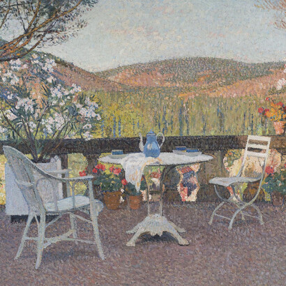 Martin L'heure du thé sur la terrasse de Marquayrol, c.1930.