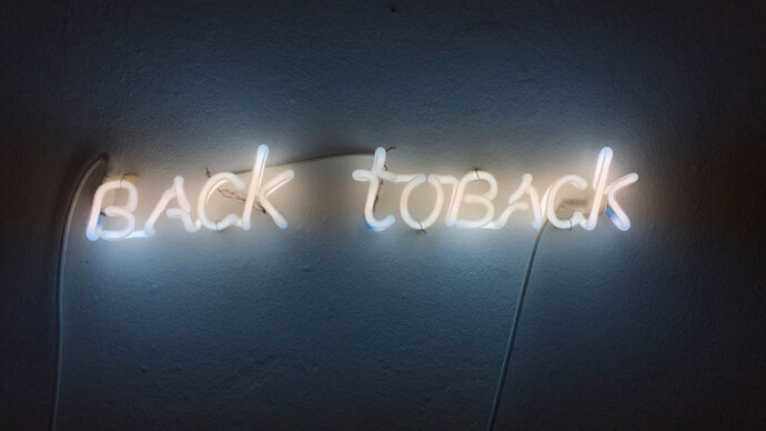 Maurizio Nannucci, Back to back, 1990,
Neon light and electrical transformator, 46x8x2 cm.