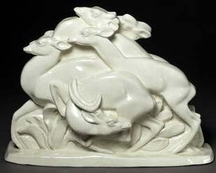 Figure group, designed by John Rattenbury Skeaping, made by Josiah Wedgwood and Sons, 1927, Italy. Museum no. C.426-1934. © Victoria and Albert Museum, London