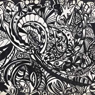 Dorothy Iannone, Sinuous, 1961, felt pen on paper, 76 x 101 cm © photo Hans-Georg Gaul, Courtesy of the artist and Air de Paris, Paris