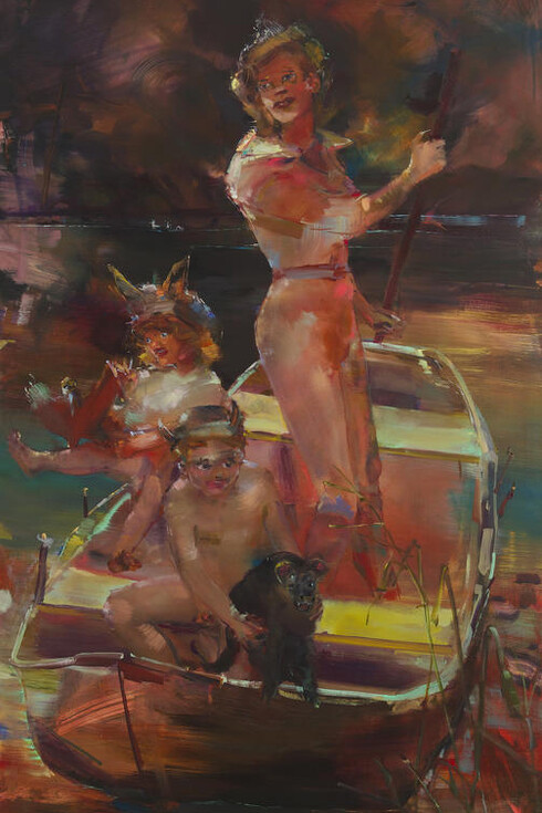 Angela Dufresne, Mommy Dearest, 2014, oil on canvas, 68 by 40 inches. Courtesy of Monya Rowe Gallery, New York