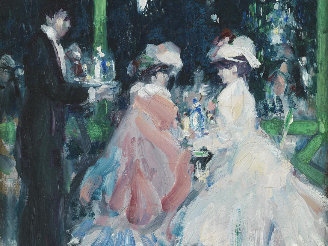 John Duncan Fergusson, The Terrasse, Le Touquet Casino, Night, detail, oil on canvas, H 55 x W 39 cm (H 21 5⁄8 x W 15 3⁄8 in)
