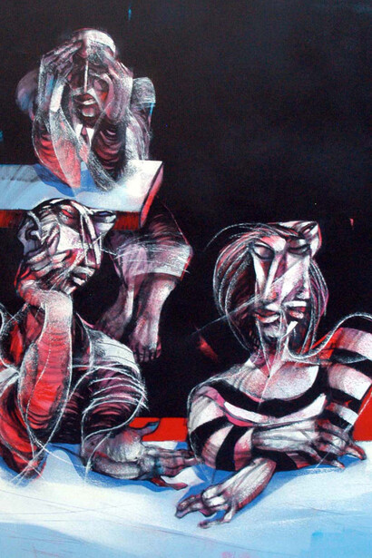 Women in the bar, 95x75, acrylic on canvas. Detail