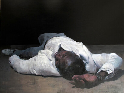 François Bard, Gisant, 2014, Oil on Canvas, 63" x 76¾"