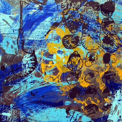 Jorge Enrique, Metallica 1217, Mixed media on aluminium 30x30x4cm / 12x12x1.5in.