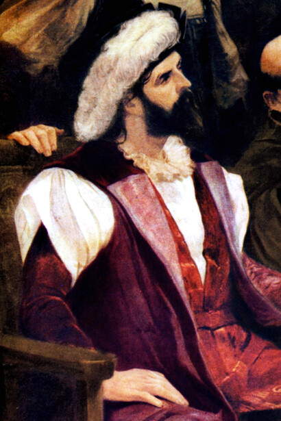 Pedro Álvares Cabral, descobridor do Brasil, numa pintura do início do século XX