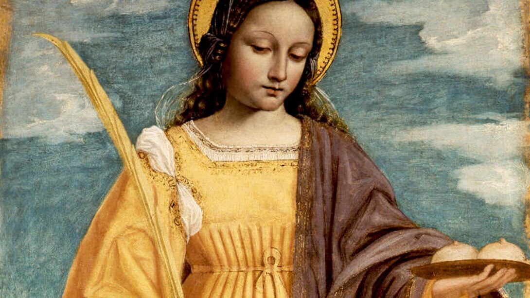 Bergognone, Sant'Agata (1510), dettaglio. Accademia Carrara, Bergamo, Italia