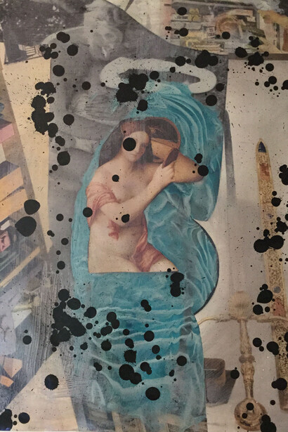 Alludo Room Gallery, Rachel Libeskind, Madonna, 2014, Oil and collage on photographic paper, 96 x 76 cm, Courtesy the artist
and Alludo Room Gallery, Kitzbühel