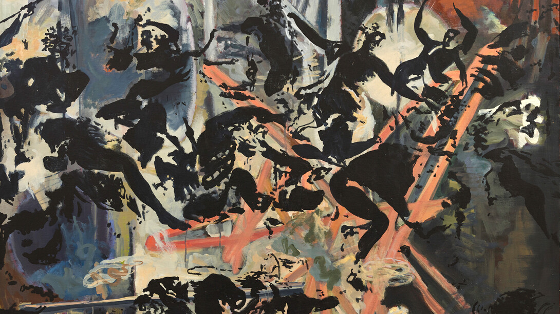 Uwe Wittwer, Bachanal after Poussin, 2015, Oil on canvas, 100 × 130 cm © Uwe Wittwer 2015. Courtesy Parafin, London