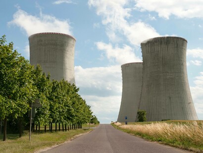 A road leading to a nuclear power plant