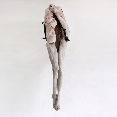Berlinde de Bruyckere, Invisible Love, 2011, Wax, Epoxy, Wood, Iron armature, Iron, Leather, Wool, Rope, Horse hair, Linen, PU foam, cire, expoxy, armature en fer, fer, cuir, laine, corde, crin de cheval, Lin, mousse de polyurethane © Berlinde De Bruyckere. Courtesy the artist and Hauser & Wirth
