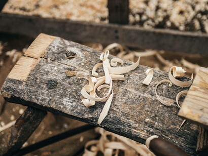 Wood shavings visible after craft work