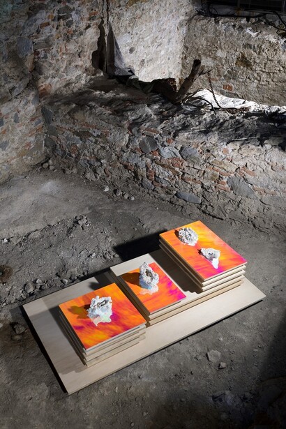 Laura Pugno, view of the Frammenti exhibition. Conservation acts for a future of freedom for CONNEXXION 2023, Civic Archaeological Museum, Savona, 2023-24. Ph. Michele Alberto Sereni