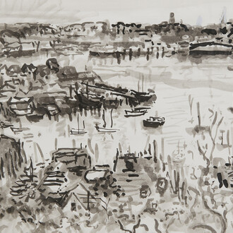 Nell Blaine, The Harbor from Banner Hill (detail), 1986. Courtesy of Tibor de Nagy Gallery 