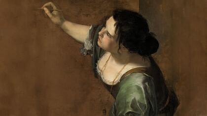 Artemisia Gentileschi; Autorretrato como alegoría de la pintura, c. 1638, Royal Collection Trust, Reino Unido (detalle)