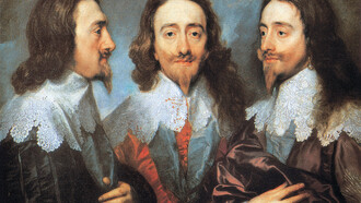 Van Dyck, Anthony - Charles I. in drei Positionen, 1635. Öl auf Leinwand, 84,4 x 99,4 cm. The Royal Collection Trust, London.