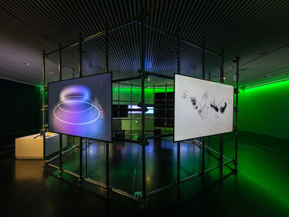 Various artists, Exhibition of 2025 Tsinghua University Art Museum Art & Technology Week. The mirror world: machines, algorithms, and aura, exhibition view. Courtesy of Tsinghua University Art Museum