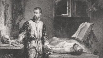 Adolphe Mouilleron; Retrato de Andrés Vesalio, litografía, c. 1850 (detalle)