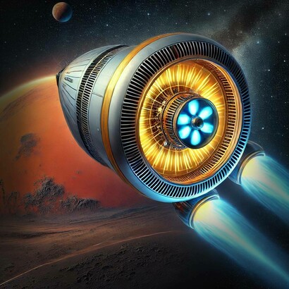 Illustrazione di astronave verso Marte