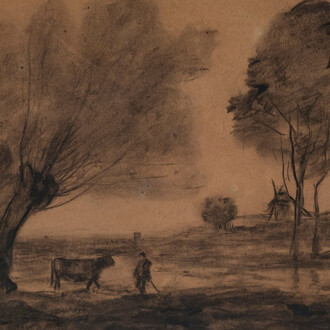 Jean-Baptiste-Camille Corot, Landscape with windswept trees, c. 1870. Courtesy of Jill Newhouse Gallery