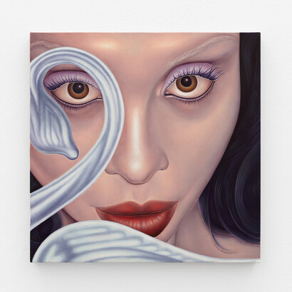 Ariane Heloise Hughes, Be Divorced, 2023, Oil on linen, 20 x 20 inches, 50 x 50 cm. Courtesy of The Hole, New York