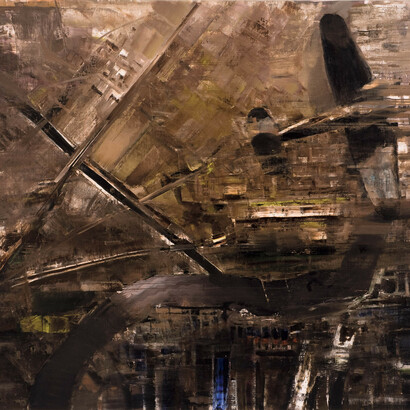 Adrian Ghenie, Air Raid (detail), 2008, Oil and acrylic on canvas, Collection Weco Group AS