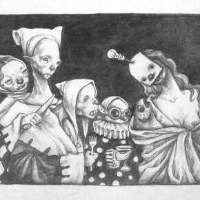 Afarin Sajedi, Carnival part II, 29 x 42 cm, graphite on paper, Dorothy Circus Gallery